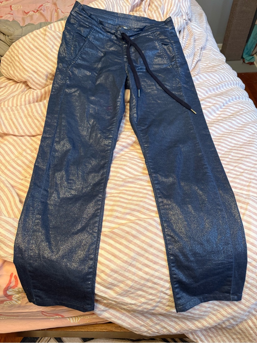 Alembika Metallic Navy Wide-Leg Women's pants.  Size 4/6 (their 0 is a 4/6)